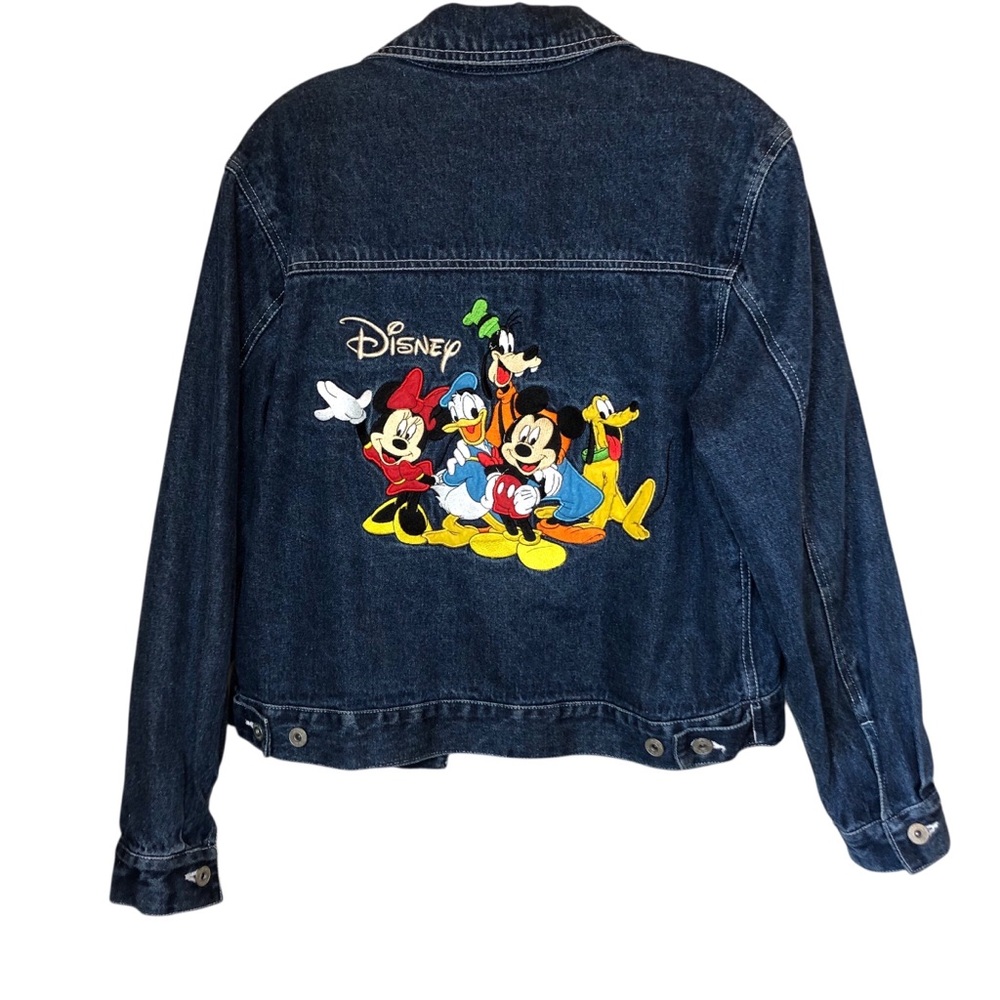 Y2K 90s Disney Denim Trucker Jacket Size Small Embroidered Mickey Minnie Vintage